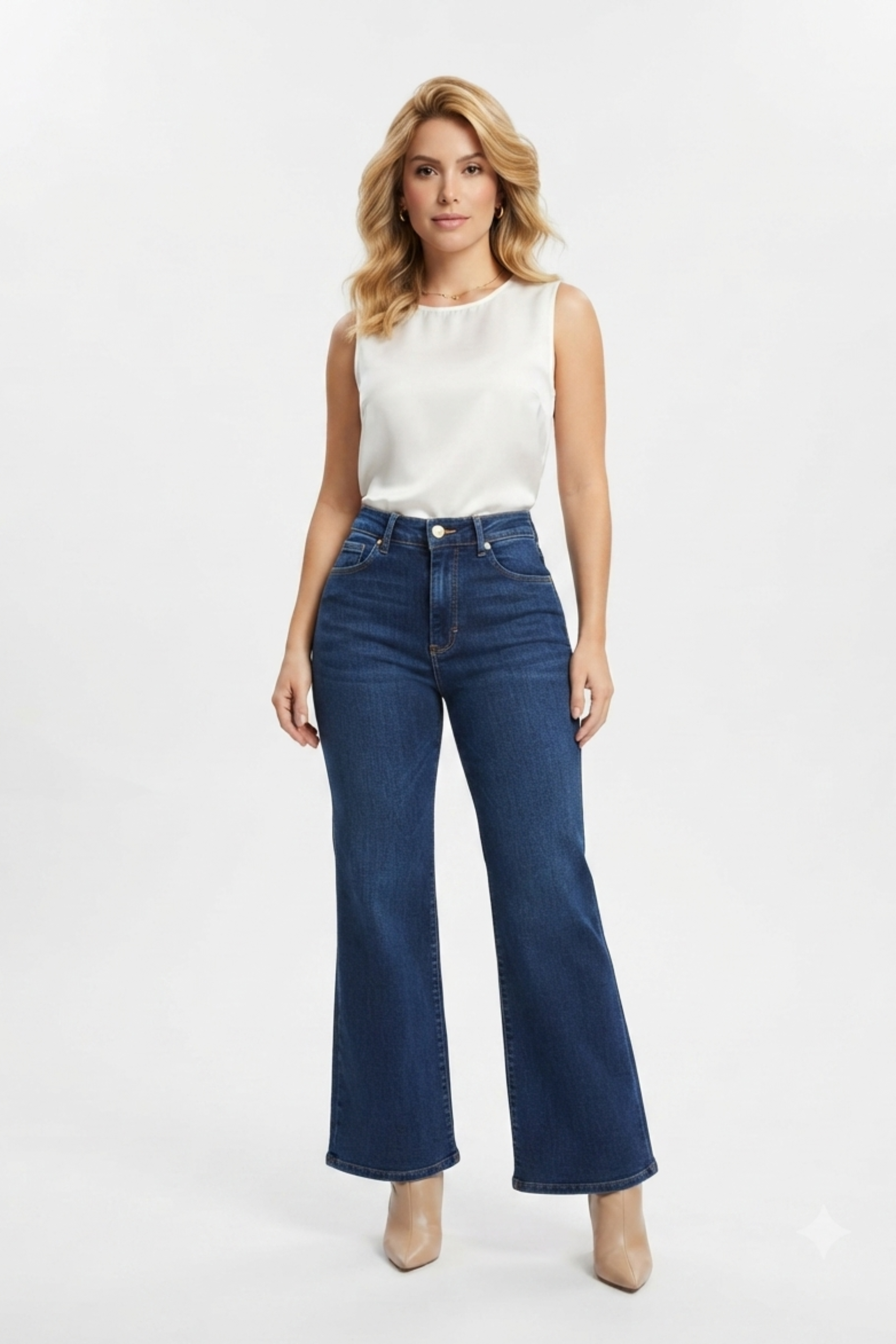 Jeans Wide Leg Azul Medio