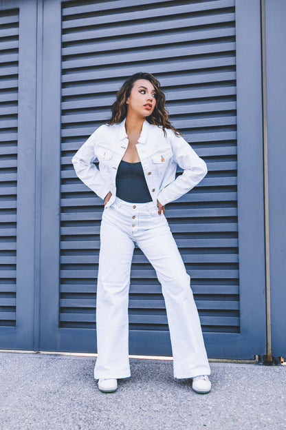 Jeans Wide Leg Fit Color Blanco