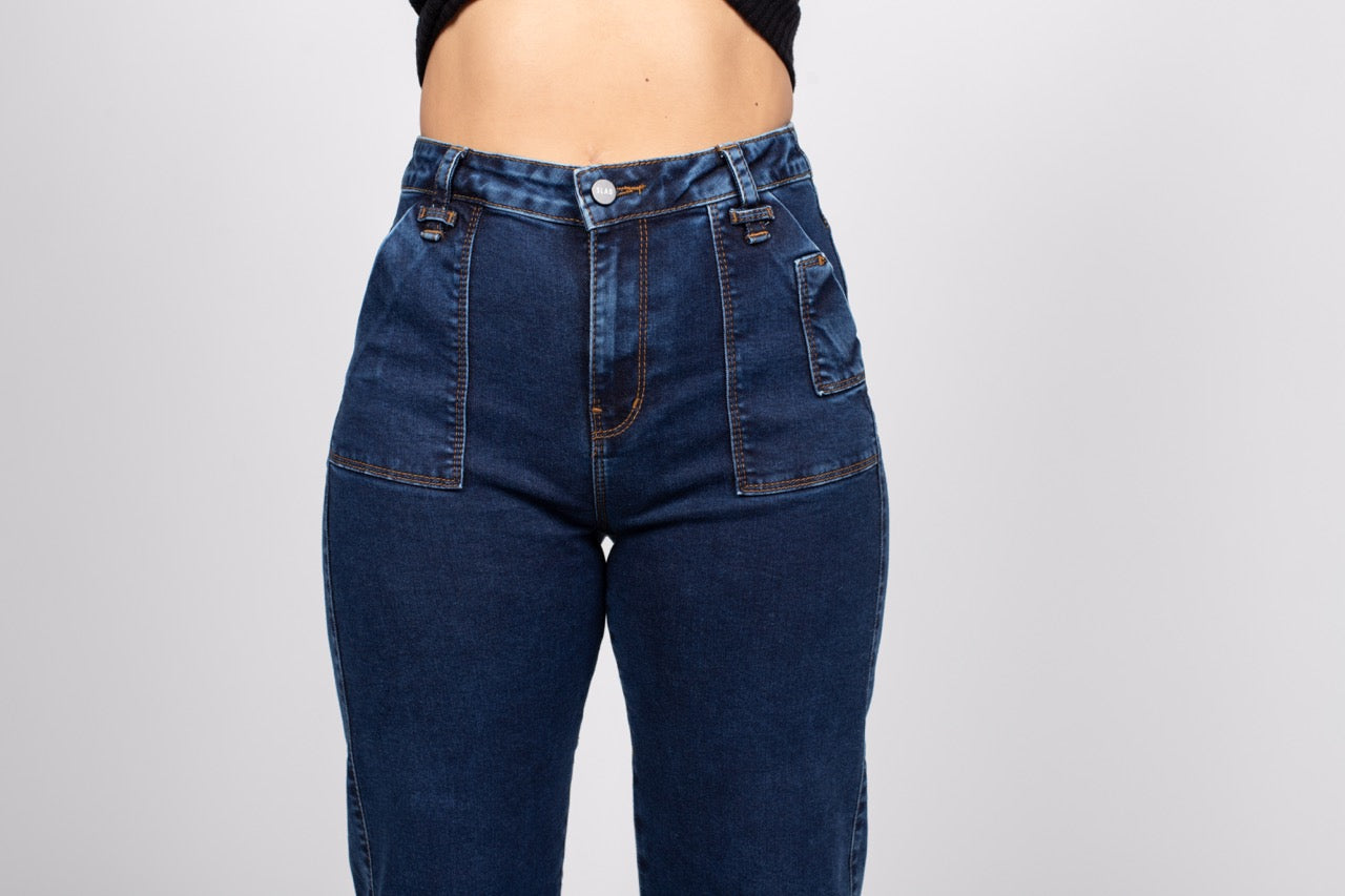 Jeans Wide Leg Tiro Alto