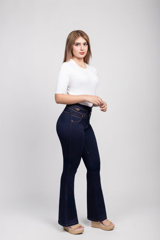 Jeans Acampanados Tiro Alto