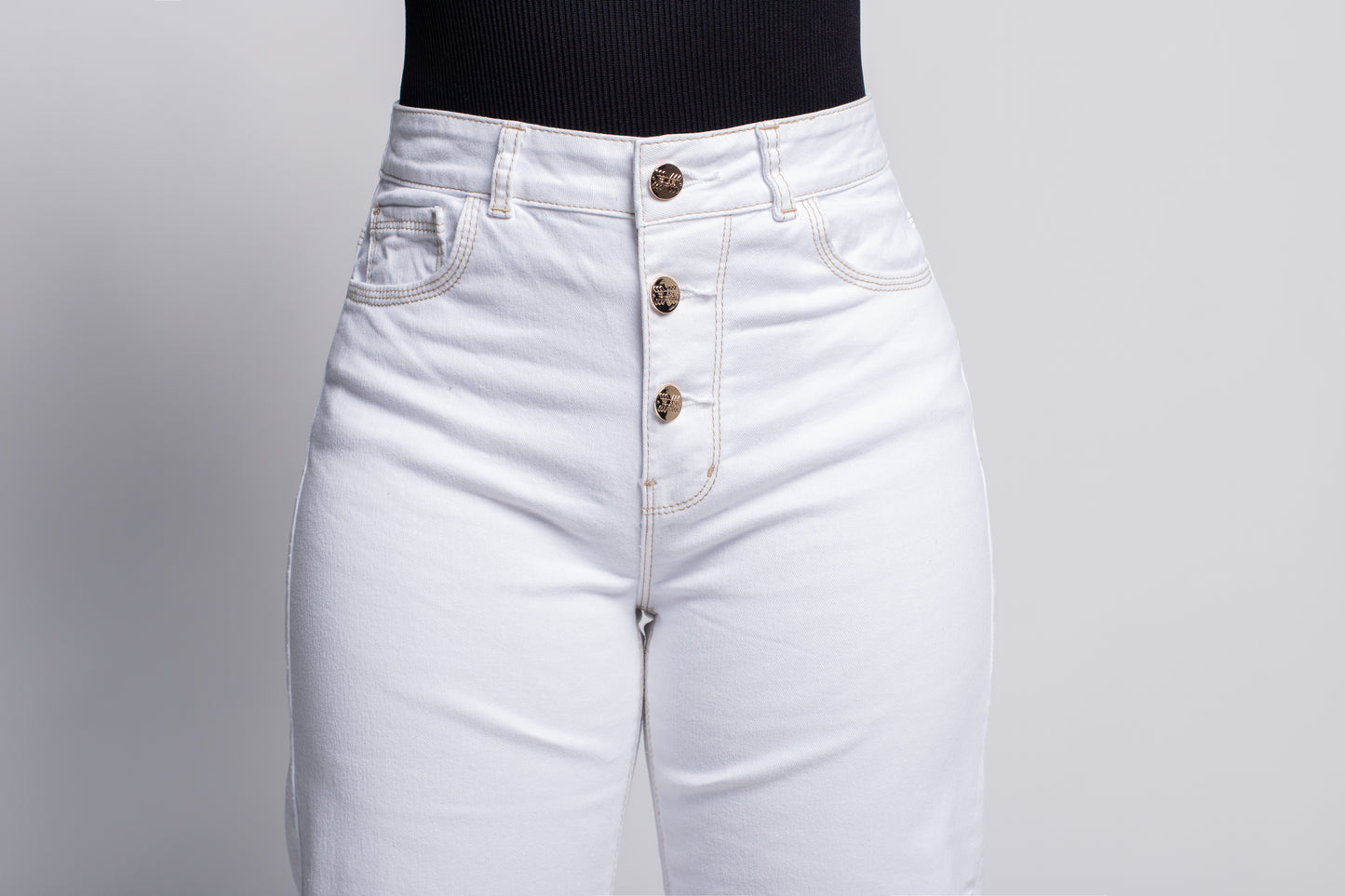Jeans Wide Leg Fit Color Blanco