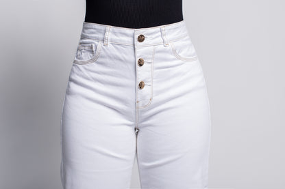Jeans Wide Leg Fit Color Blanco
