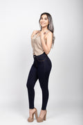 Skinny Jeans Cintura Alta con Bolsillo Trenzado